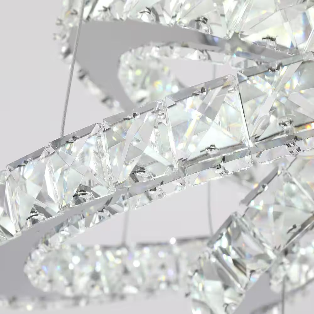 Jefferson 5-Light Clear/Chrome Unique Integrated LED Chandelier with Crystal Accents