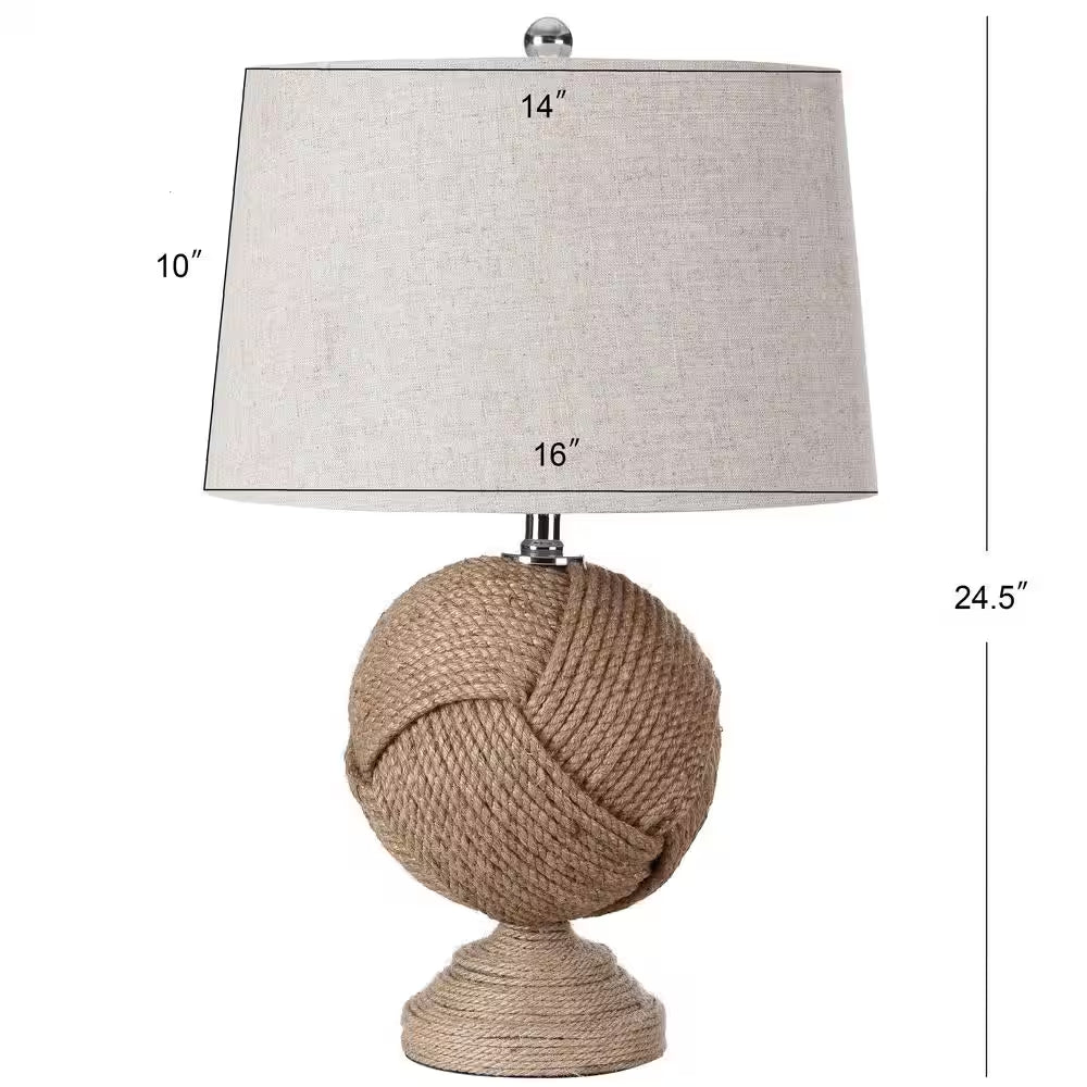 Monkey'S Fist 24 In. H Brown Knotted Rope Table Lamp