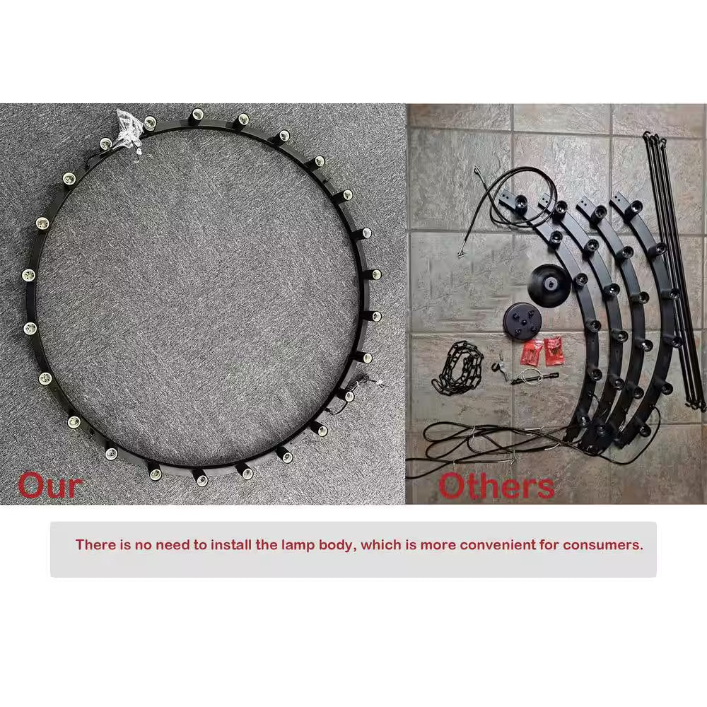 Bismarck 24-Light Black Candle Style Wagon Wheel Chandelier (No Assembly Required for Chandelier Body)