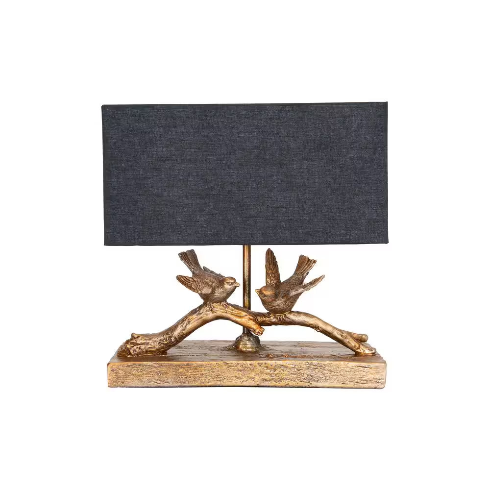 11.5 In. Rustic Gold Bird Lamp with Rectangle Shade