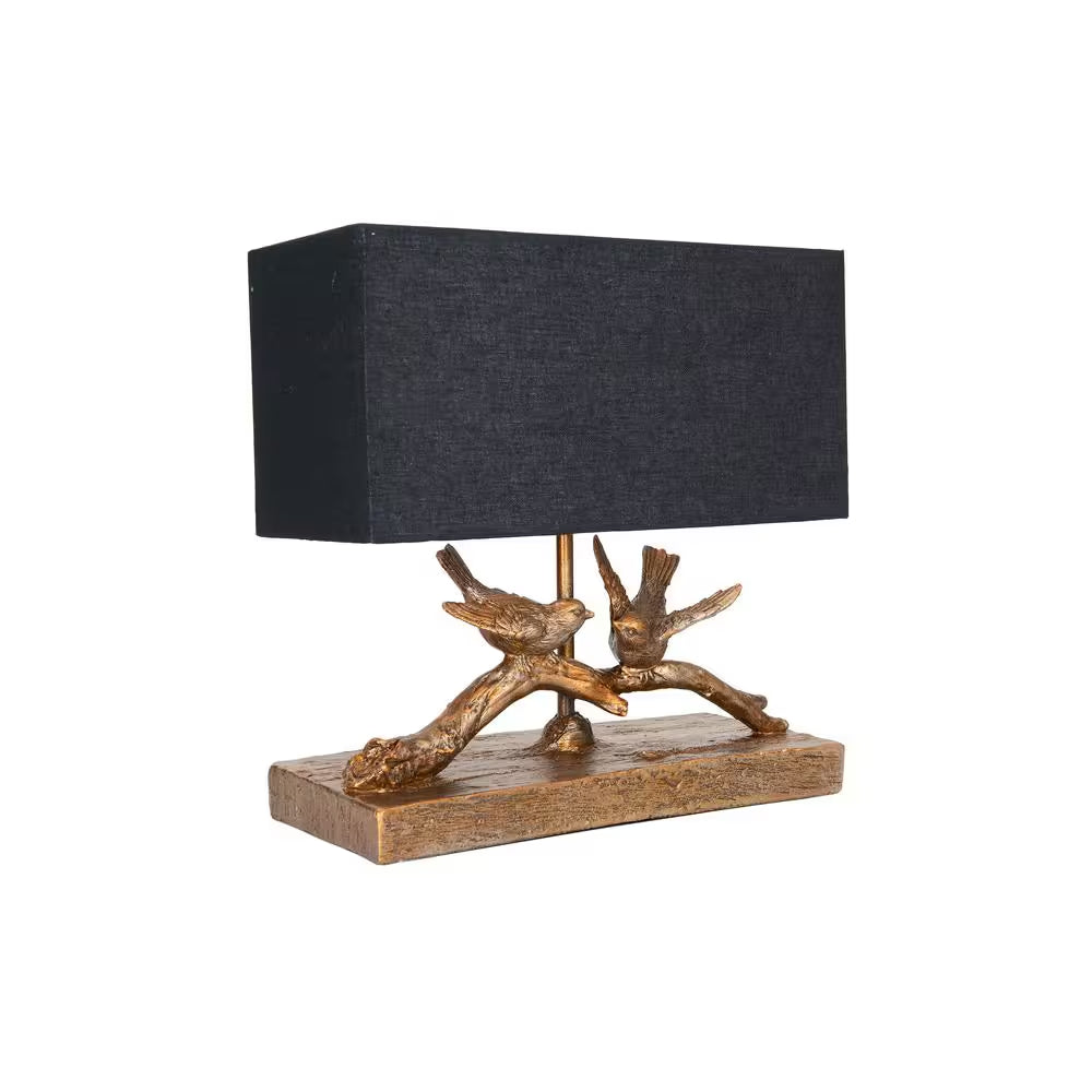 11.5 In. Rustic Gold Bird Lamp with Rectangle Shade