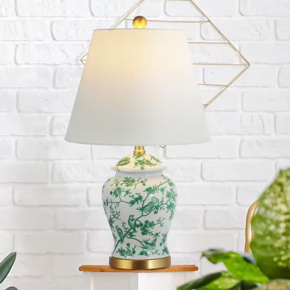 Penelope 22 In. Green/White Chinoiserie Classic LED Table Lamp