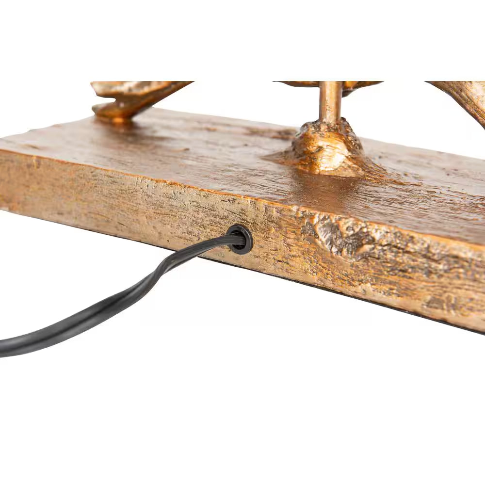 11.5 In. Rustic Gold Bird Lamp with Rectangle Shade