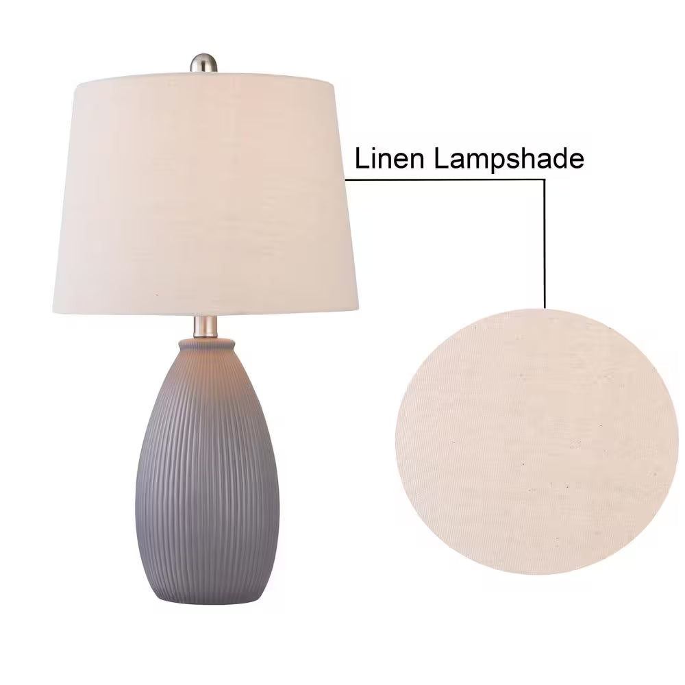 Sacramento 22.25 In. Gray Ceramic Dimmable Table Lamp with Teal