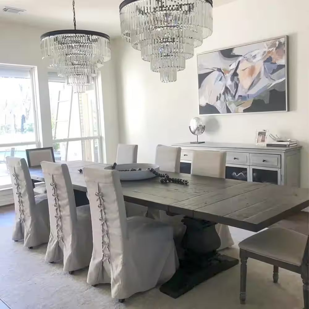 Annapolis 12-Light Black/Clear Unique Tiered Chandelier with Crystal Accents