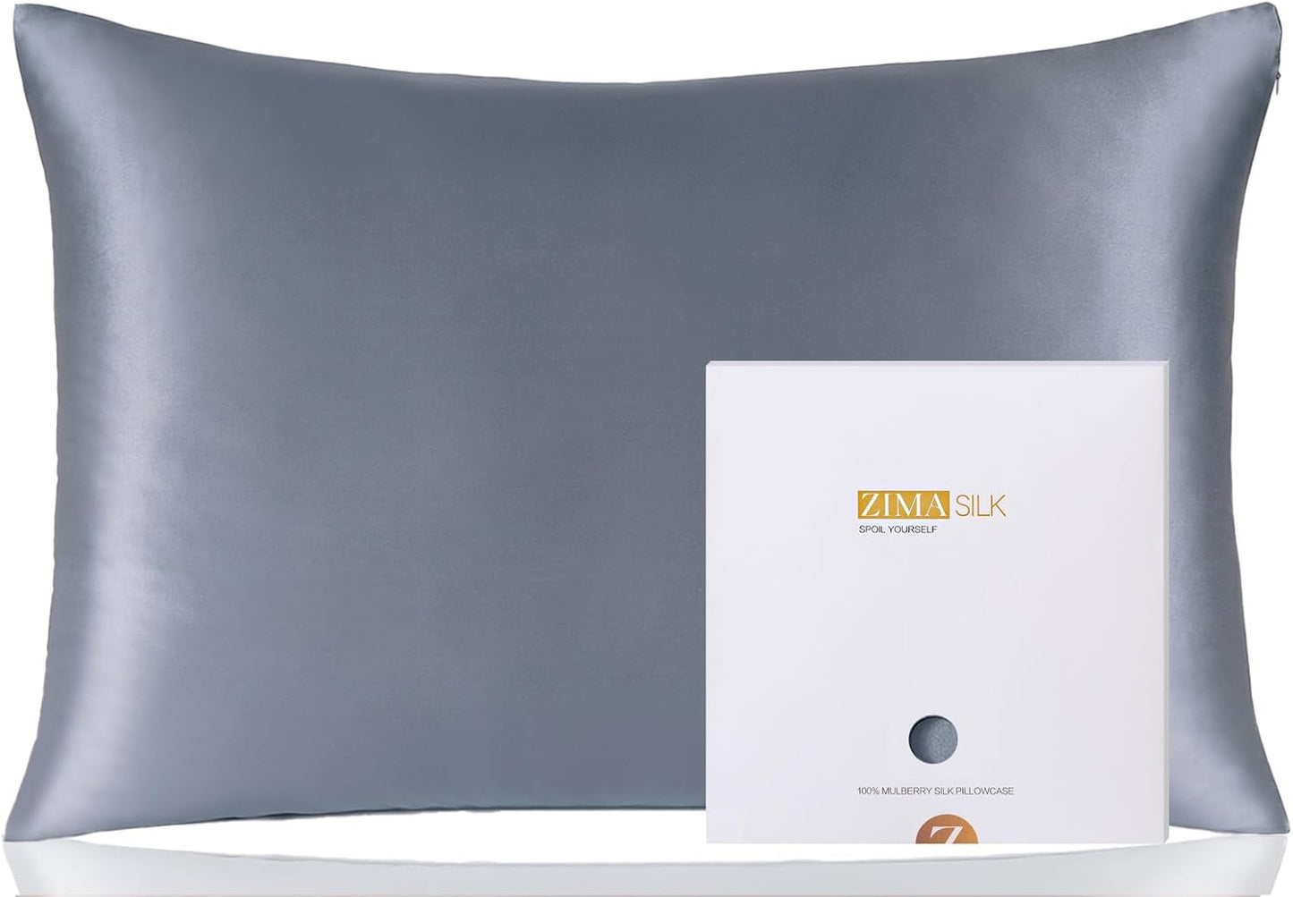 ZIMASILK 100% Pure Mulberry Silk Pillowcase for Hair and Skin Health, Soft and Smooth, Both Sides Premium Grade 6A Silk, 600 Thread Count, with Hidden Zipper, 1Pc (Queen 20''X30'', Taupe)