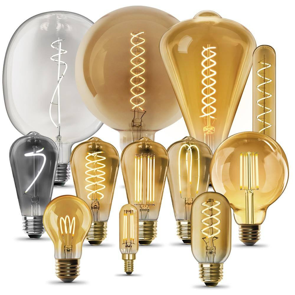 100-Watt Equivalent ST19 Dimmable Straight Filament Amber Glass E26 Vintage Edison LED Light Bulb, Warm White 3000K