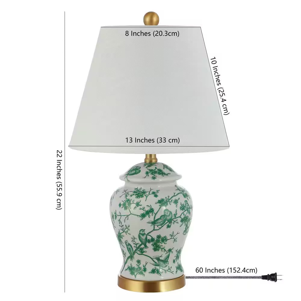 Penelope 22 In. Green/White Chinoiserie Classic LED Table Lamp