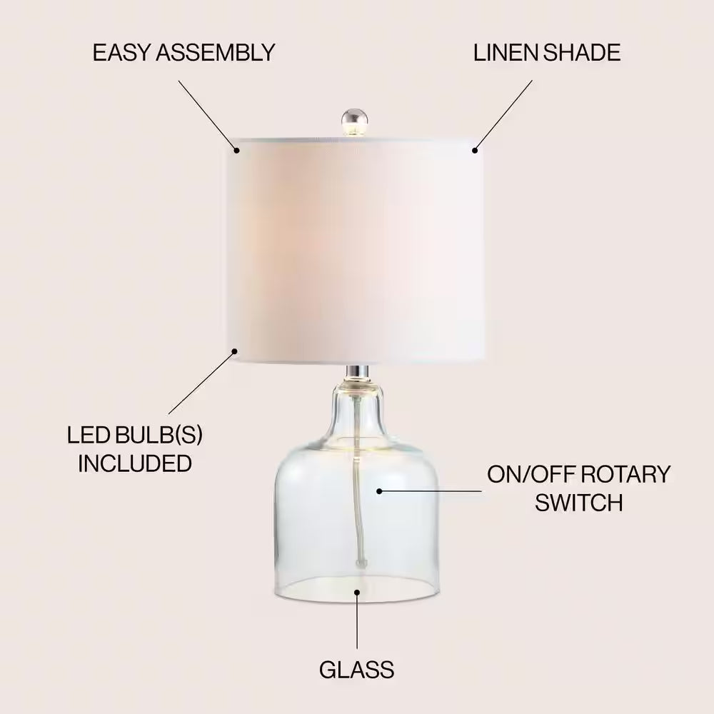 Gemma 19 In. Clear Glass Bell LED Table Lamp