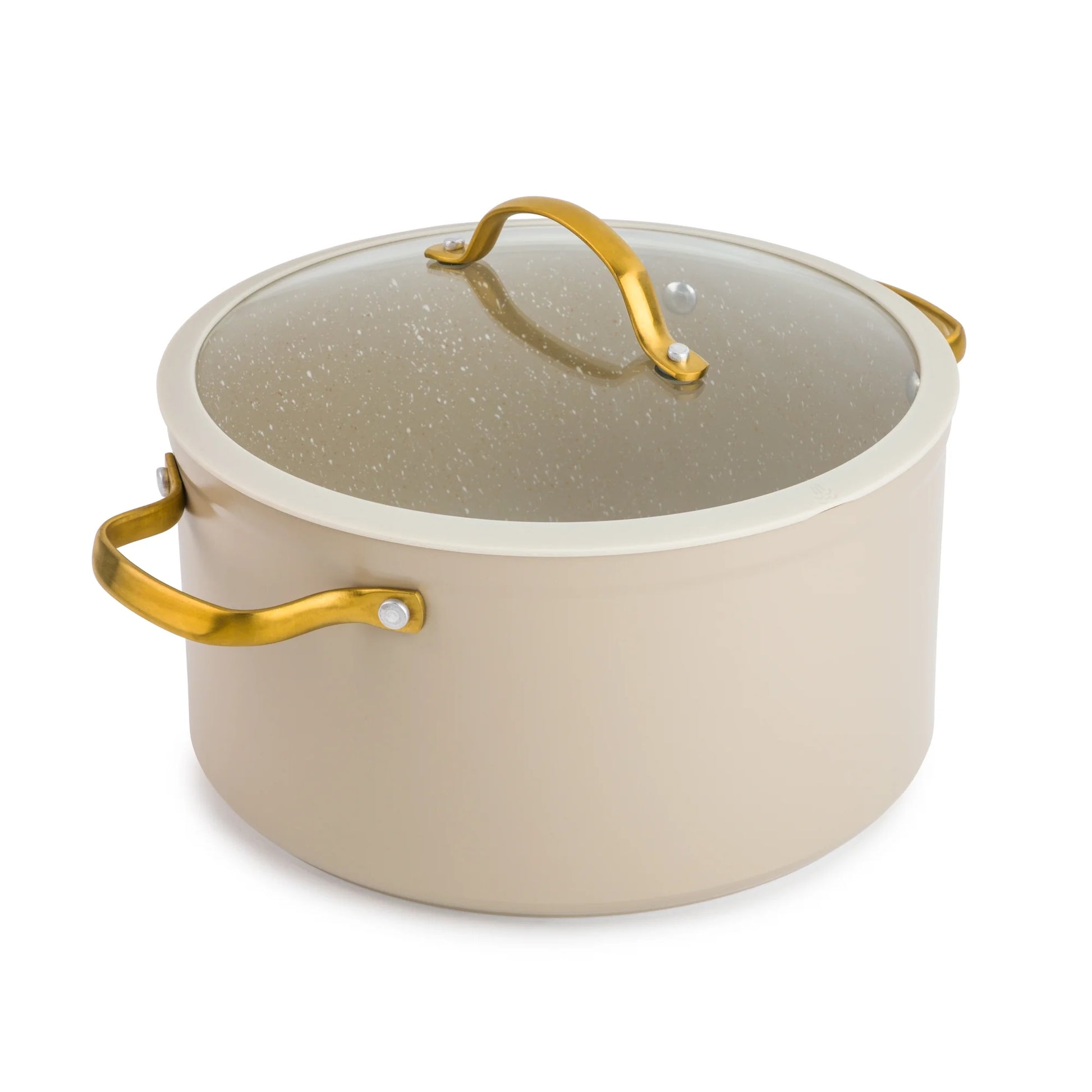 Granite 12-Piece Cookware Set Non-Stick - Taupe & Gold