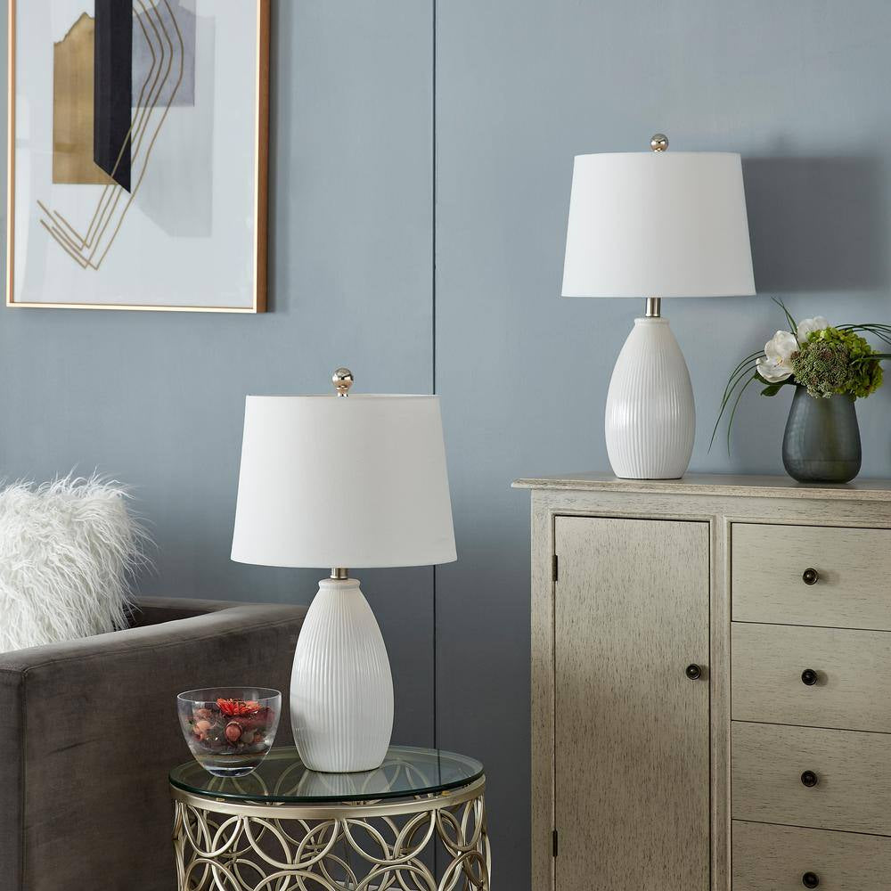 Sacramento 22 .25 In. White Ceramic Dimmable Table Lamp with White Shade (Set of 2)