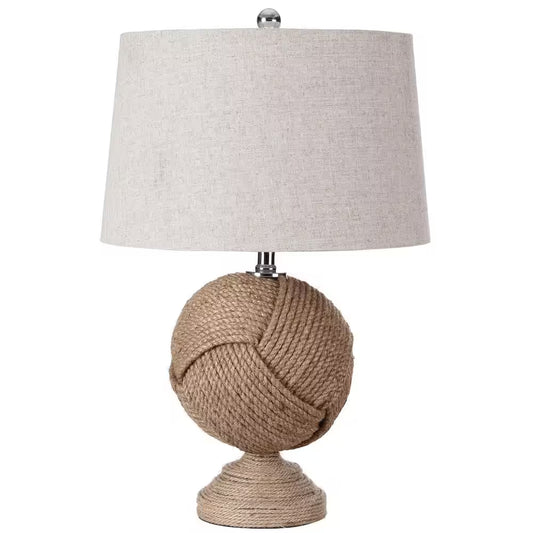 Monkey'S Fist 24 In. H Brown Knotted Rope Table Lamp