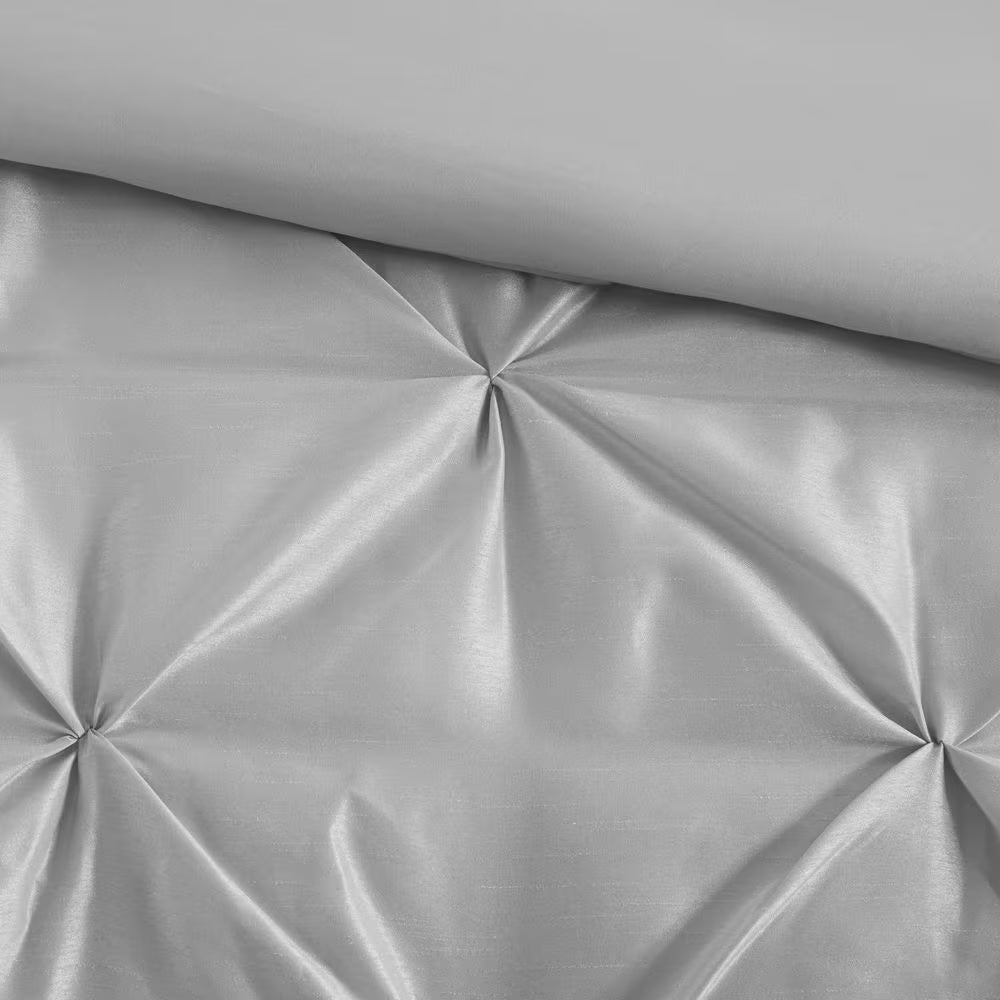 Vivian 7-Piece Grey Polyester Queen Tufted Comforter Set
