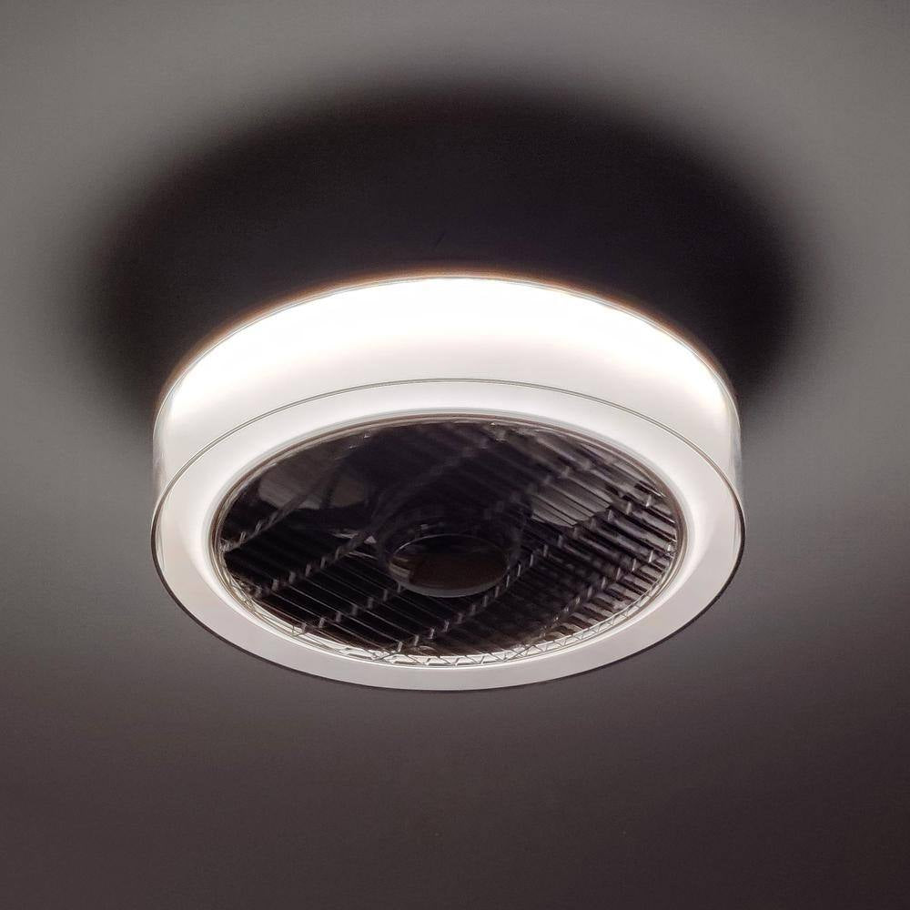 16 In. Indoor Smoky Gray Low Profile Ceiling Fan with Dimmable LED Light Flush Mount Bedroom Ceiling Fan with Remote