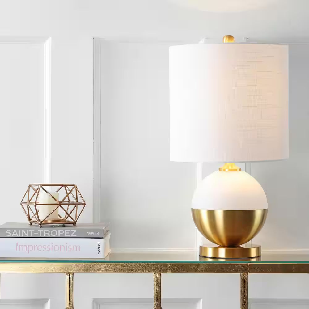 Carr 23.5 In. H White/Brass Ceramic/Metal Table Lamp