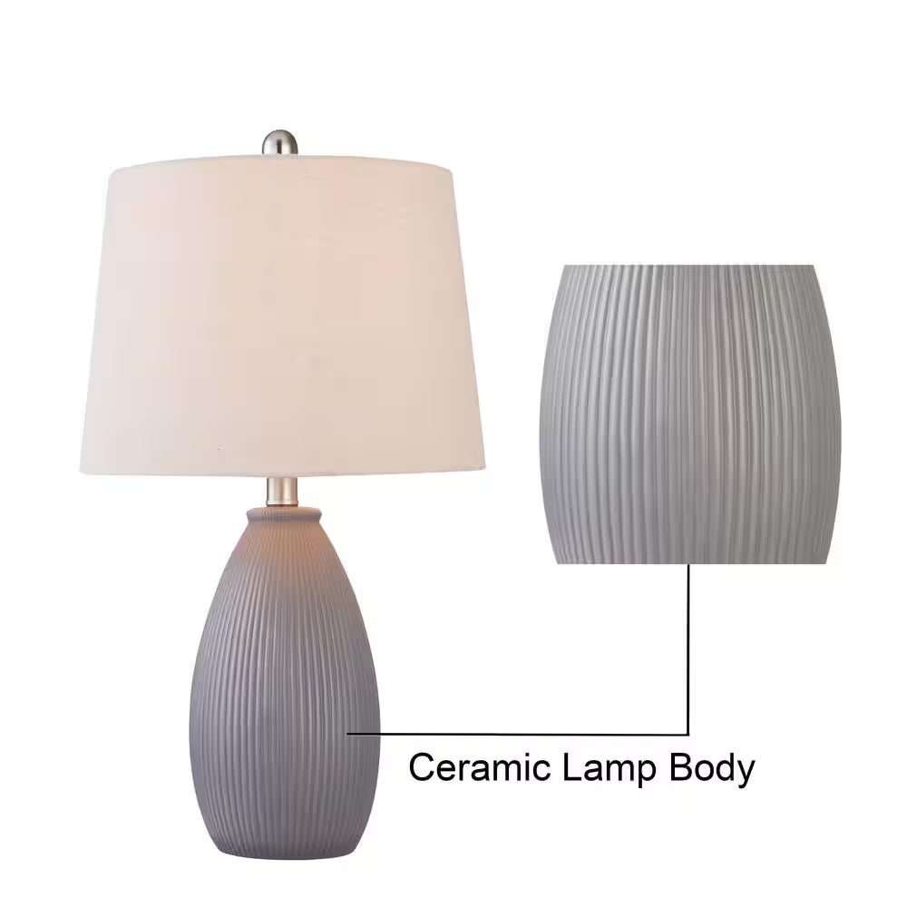 Sacramento 22.25 In. Gray Ceramic Dimmable Table Lamp with Teal