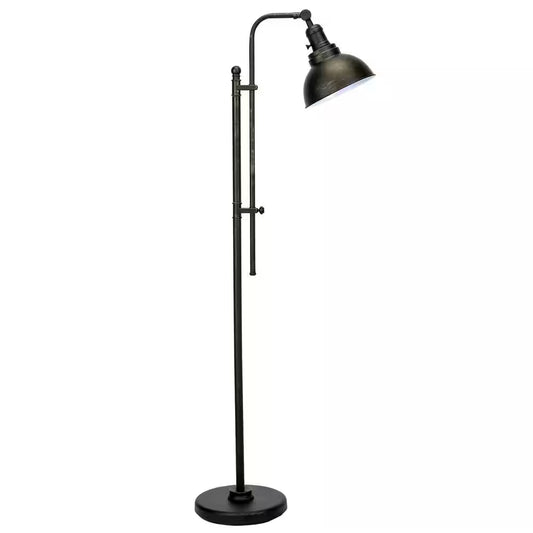 65 In. Adjustable Aged Bronze Industrial Floor Lamp with Metal Shade