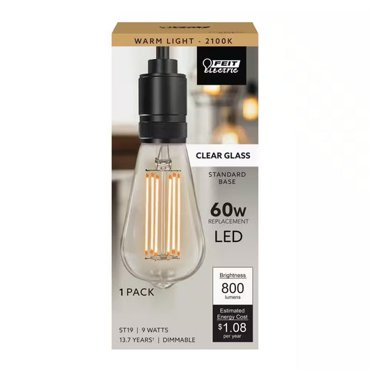 60-Watt Equivalent ST19 Dimmable Cage Filament Clear Glass E26 Vintage Edison LED Light Bulb, Warm White
