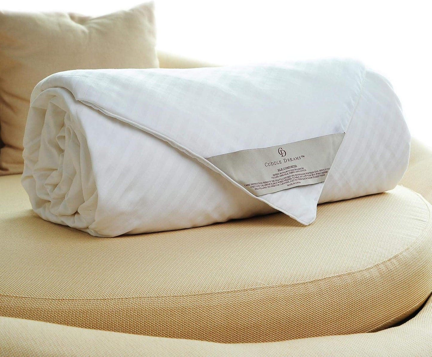 CUDDLE DREAMS Silk Comforter for Spring/Summer/Fall, 100% Long-Strand Silk Filling, Natural & Breathable (Full Size)