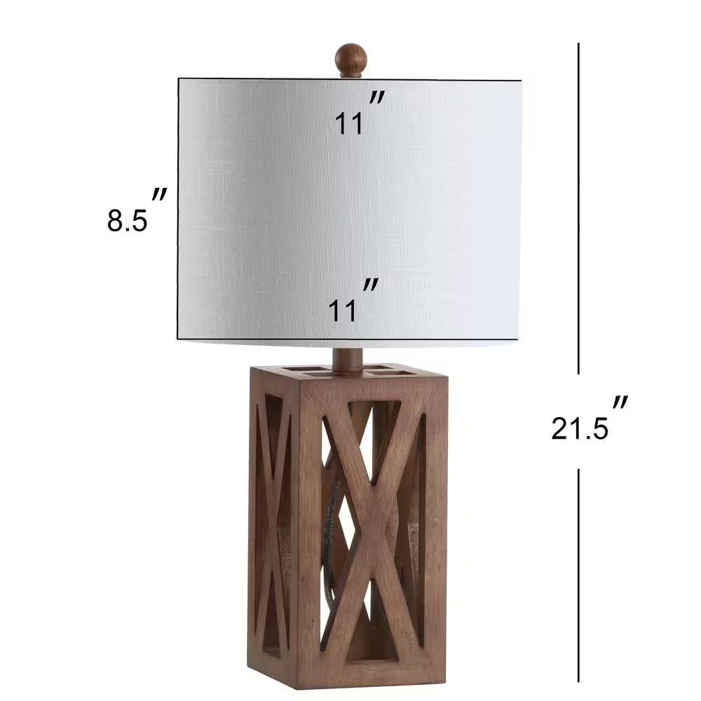 Stewart 21.5 In. Brown Wood LED Table Lamp