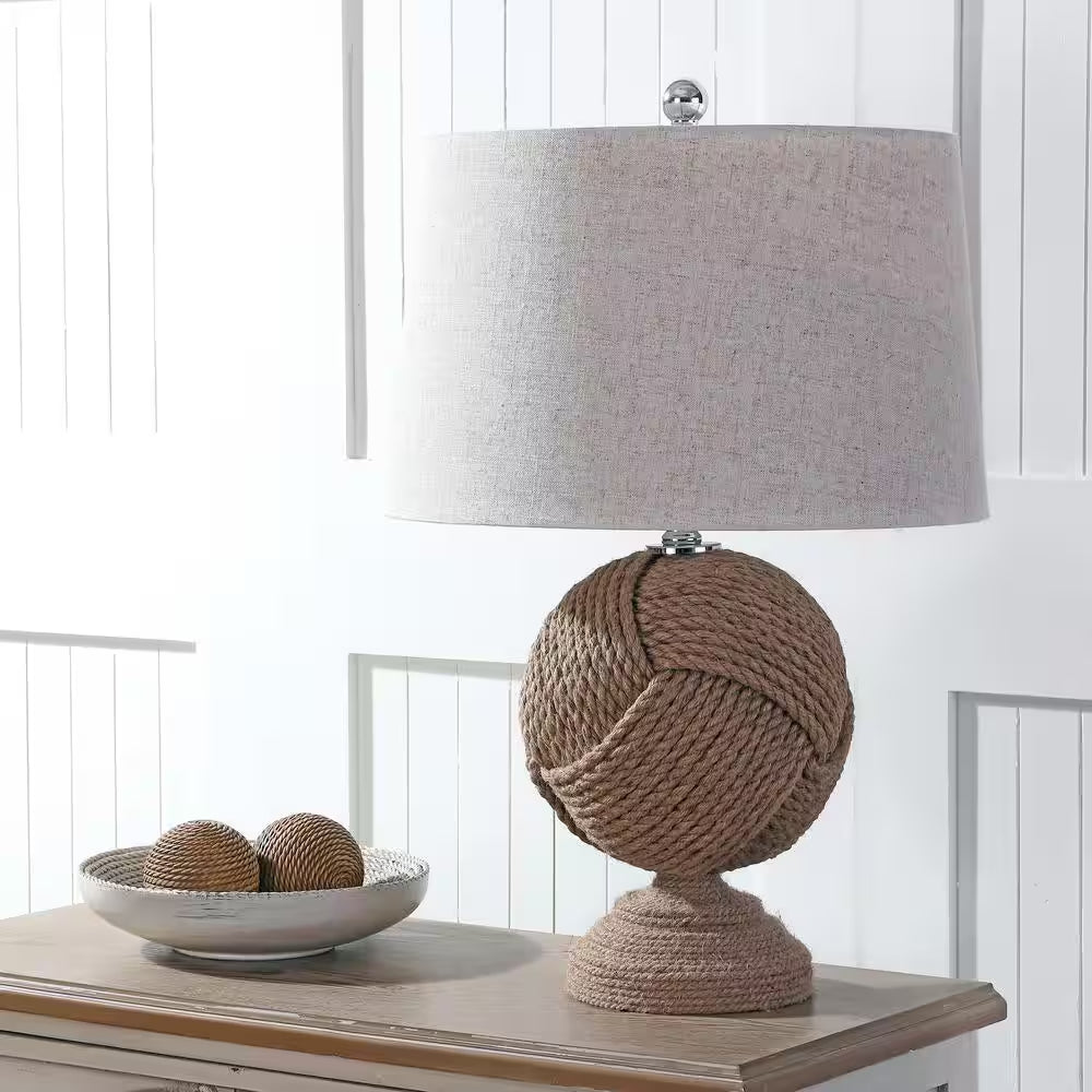 Monkey'S Fist 24 In. H Brown Knotted Rope Table Lamp