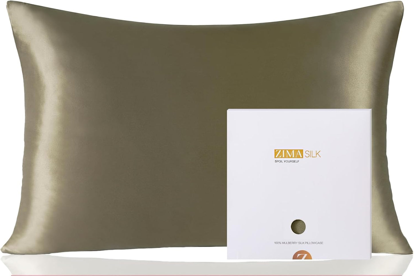 ZIMASILK 100% Pure Mulberry Silk Pillowcase for Hair and Skin Health, Soft and Smooth, Both Sides Premium Grade 6A Silk, 600 Thread Count, with Hidden Zipper, 1Pc (Queen 20''X30'', Taupe)