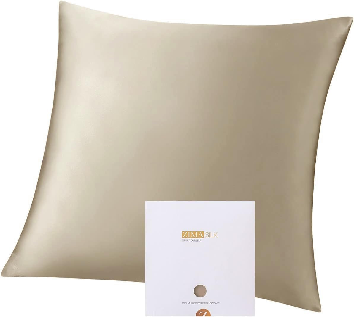 ZIMASILK 100% Pure Mulberry Silk Pillowcase for Hair and Skin Health, Soft and Smooth, Both Sides Premium Grade 6A Silk, 600 Thread Count, with Hidden Zipper, 1Pc (Queen 20''X30'', Taupe)