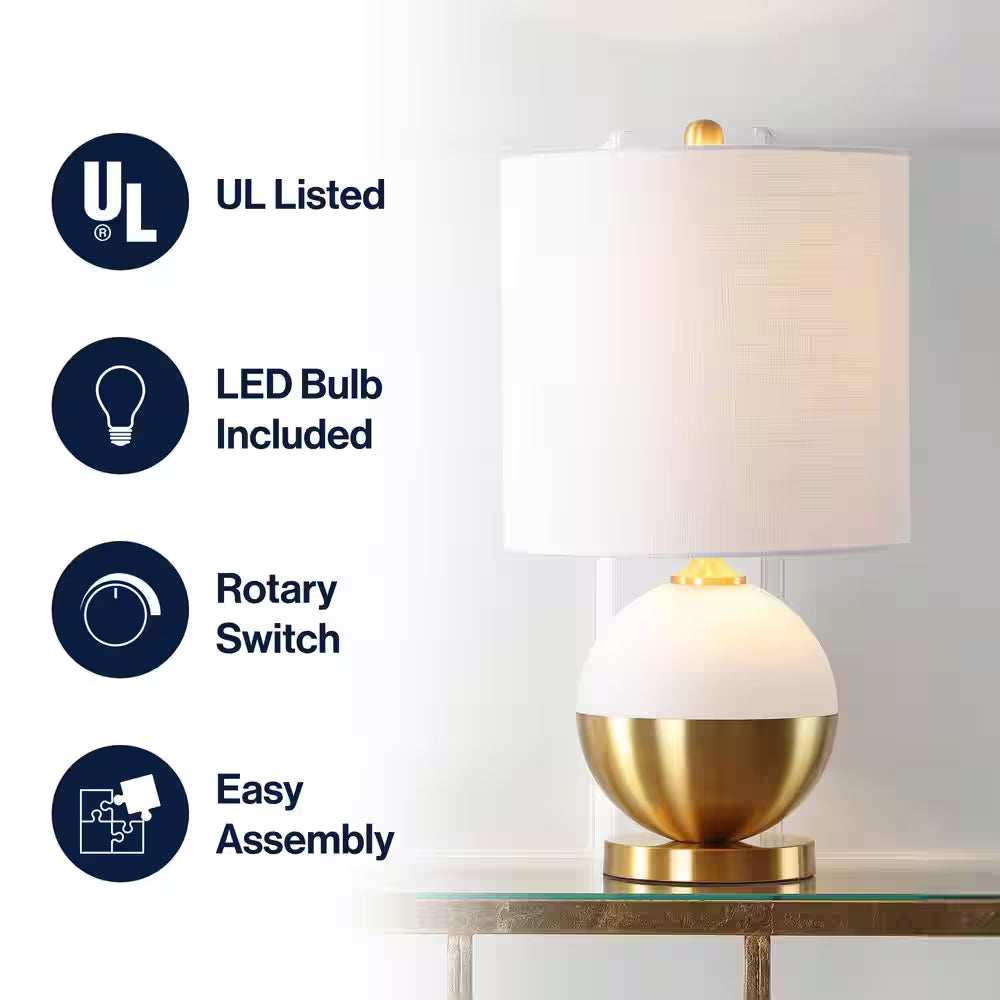 Carr 23.5 In. H White/Brass Ceramic/Metal Table Lamp