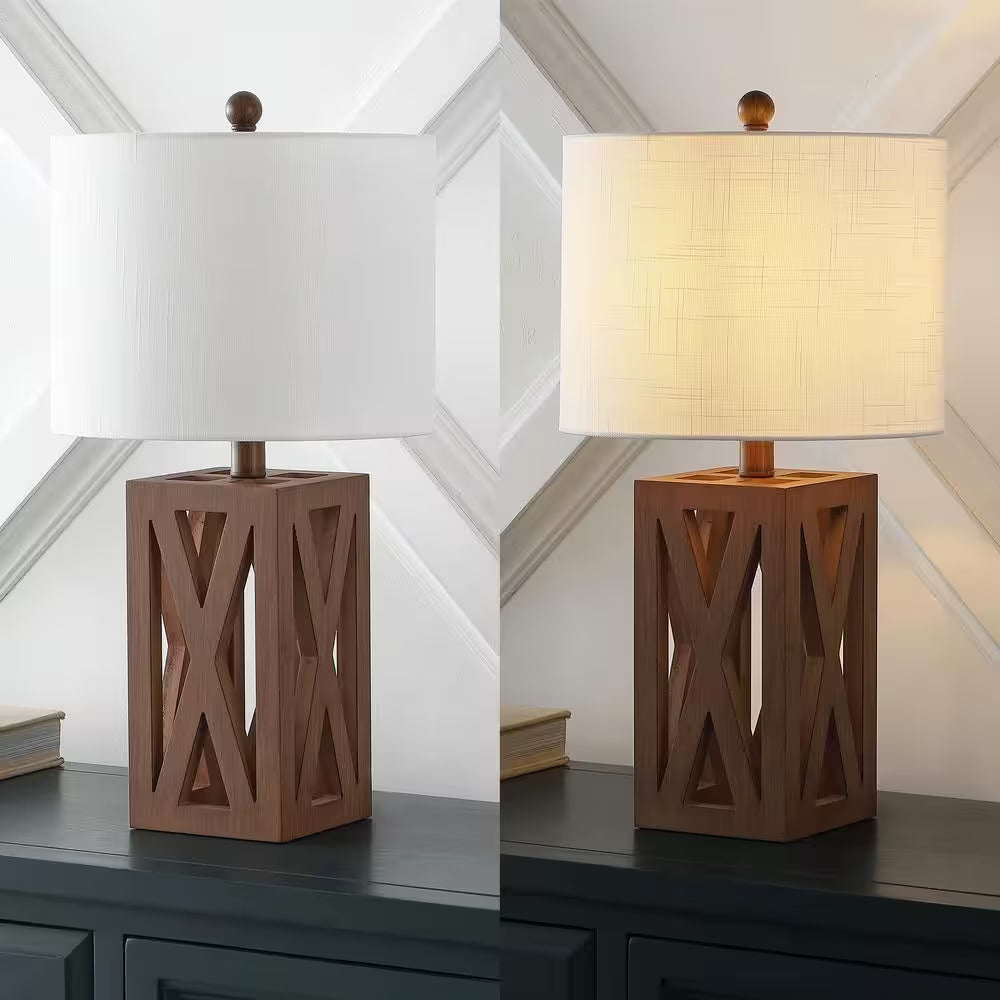 Stewart 21.5 In. Brown Wood LED Table Lamp