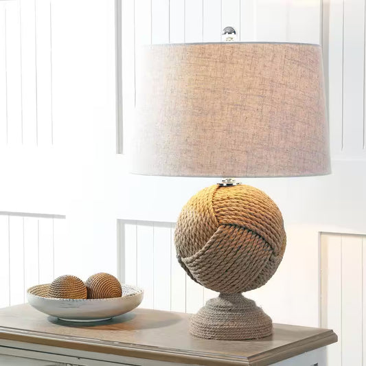 Monkey'S Fist 24 In. H Brown Knotted Rope Table Lamp