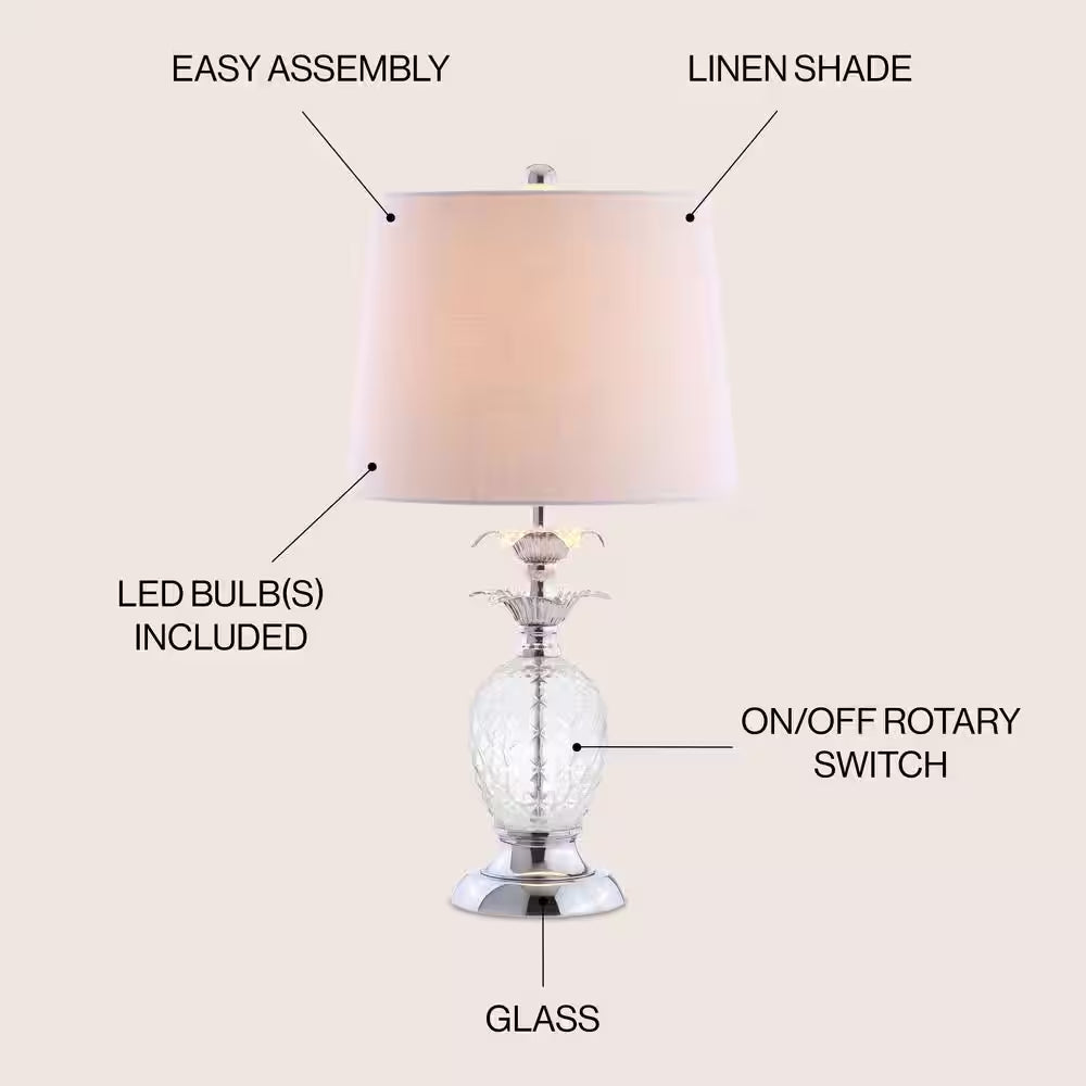 Jane 24 In. Clear/Chrome Glass Table Lamp