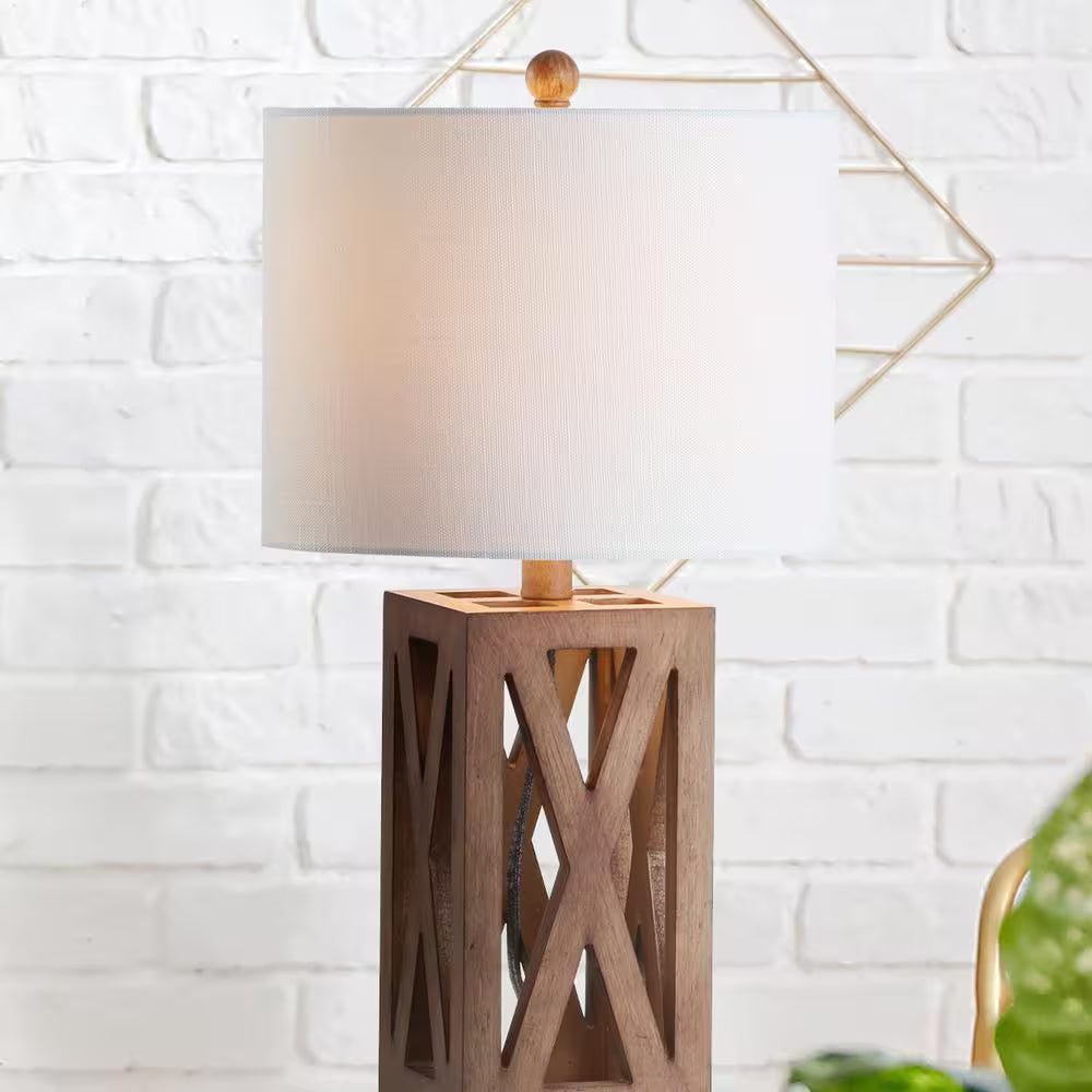 Stewart 21.5 In. Brown Wood LED Table Lamp