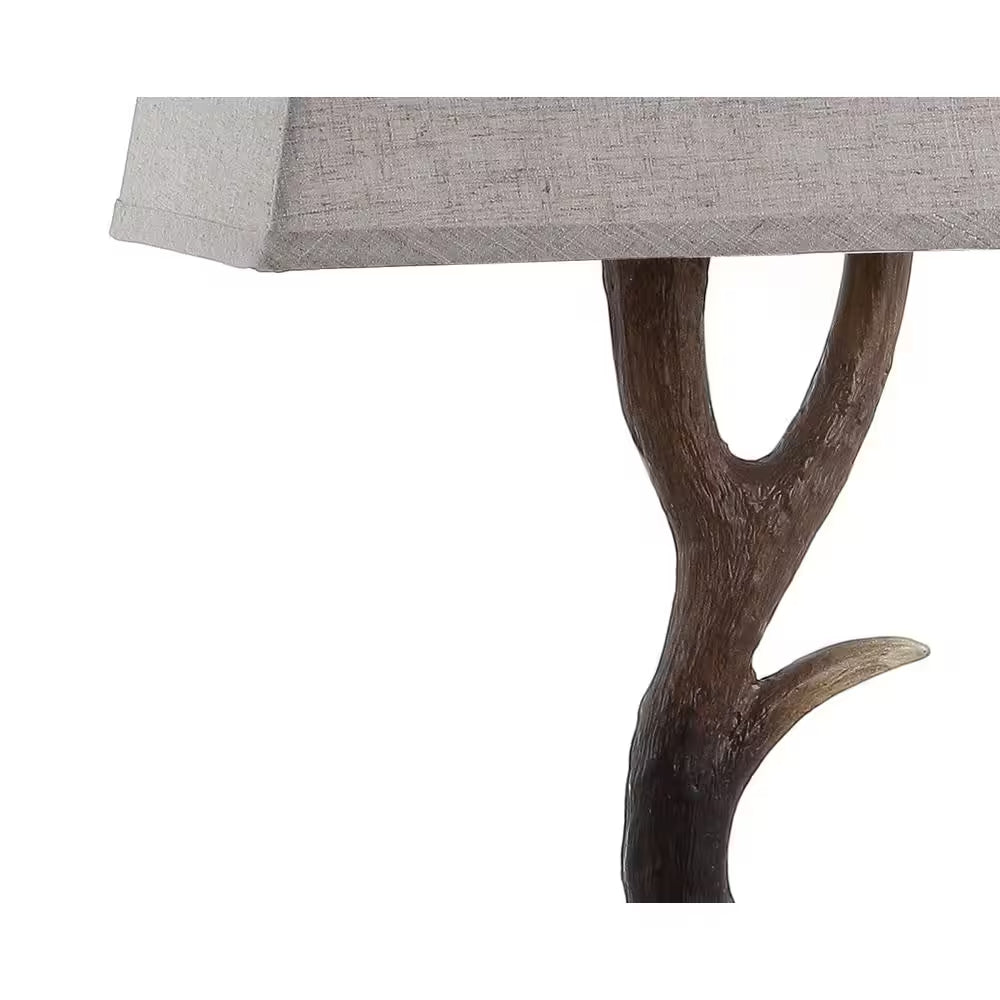 Antler 29.5 In. Rustic Resin/Crystal LED Table Lamp, Brown/Clear