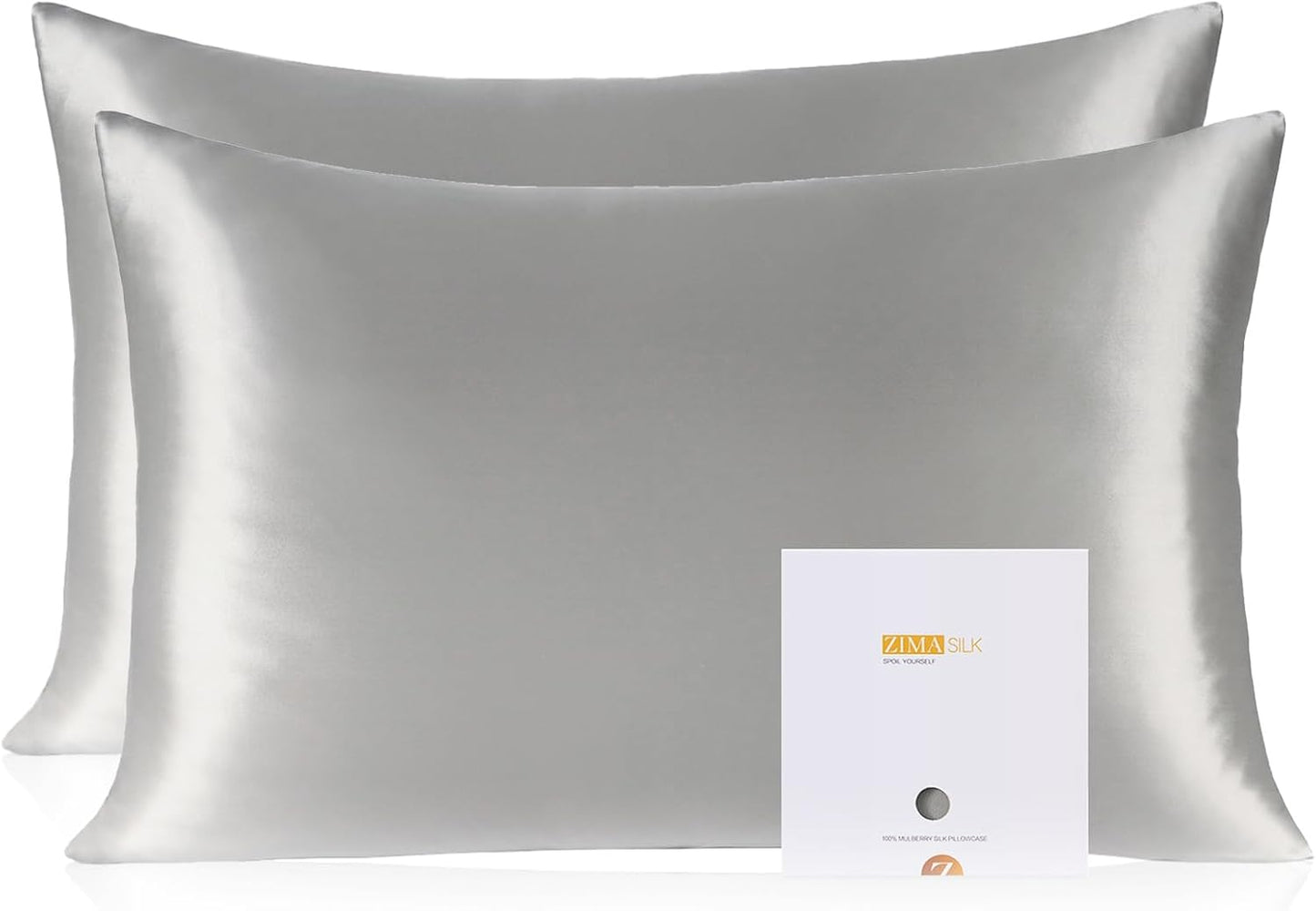 ZIMASILK 100% Pure Mulberry Silk Pillowcase for Hair and Skin Health, Soft and Smooth, Both Sides Premium Grade 6A Silk, 600 Thread Count, with Hidden Zipper, 1Pc (Queen 20''X30'', Taupe)