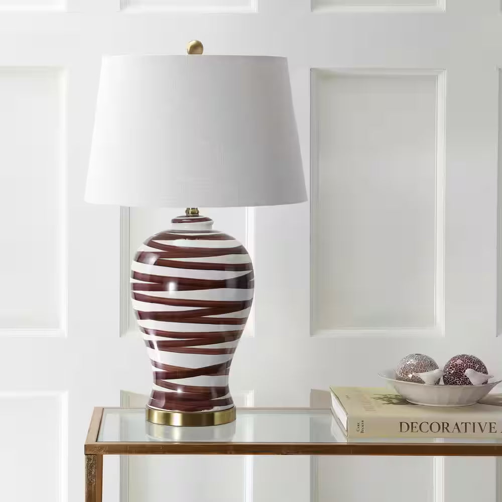 Joelie 29 In. Brown/White Ceramic Table Lamp