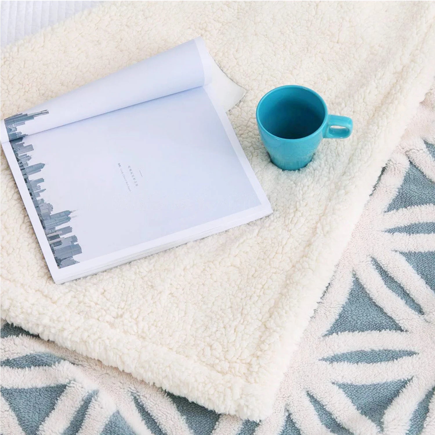 Sherpa Fleece Blanket Soft Plush Throw Blanket Dual Sided Cozy Blankets for Bed Couch Sofa(Light Blue,51"X63")