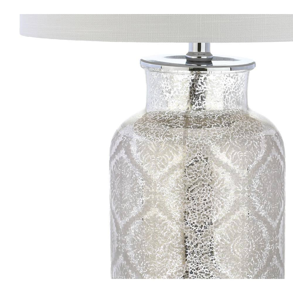 Emilia 24.5 In. Mercury Silver Trellis Pattern Glass Table Lamp