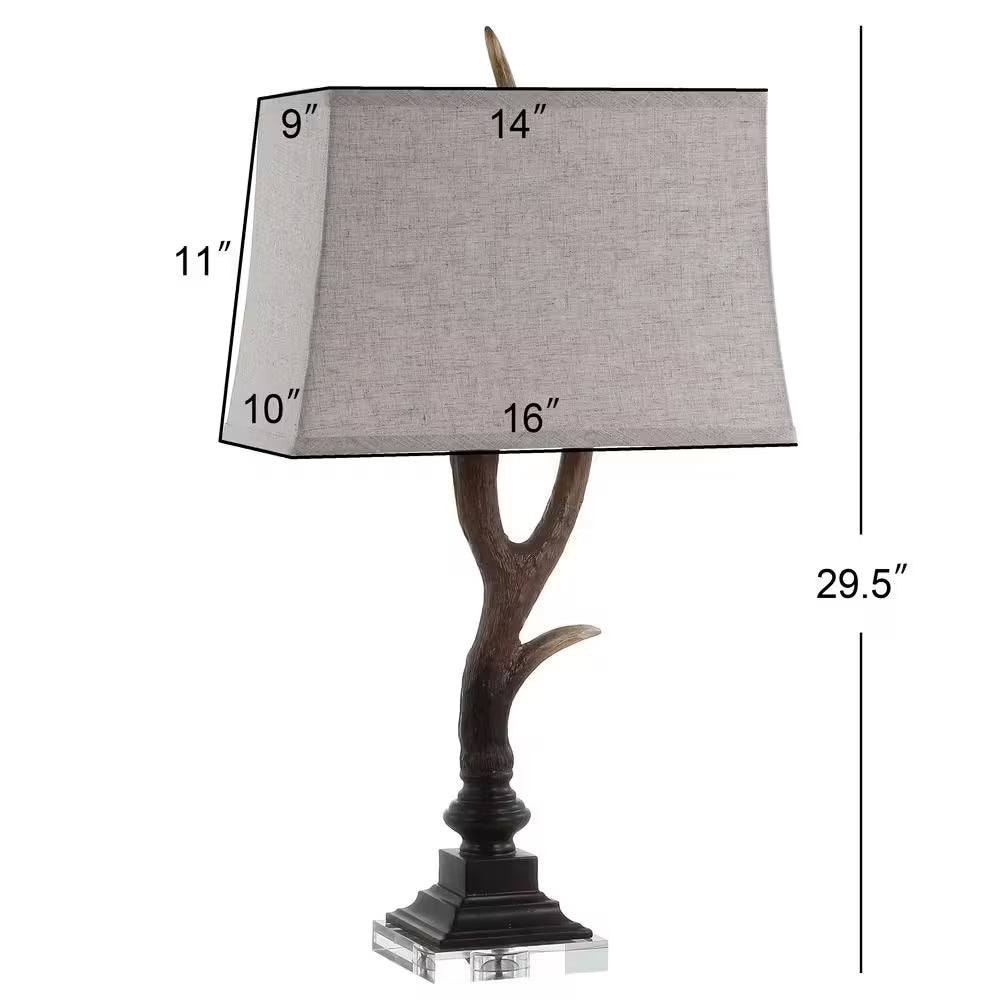 Antler 29.5 In. Rustic Resin/Crystal LED Table Lamp, Brown/Clear