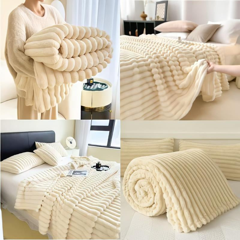 Luxury Cream Faux Rabbit Fur Sleep Blanket - Super Soft, Warm and Cozy, Extra Soft Cozy Baby Blanket for Sofa, Bed, Nursery - Ideal Seasonal Gift, Bed Blanket, Luxury Feeling Extra Soft Cozy Baby Blanket