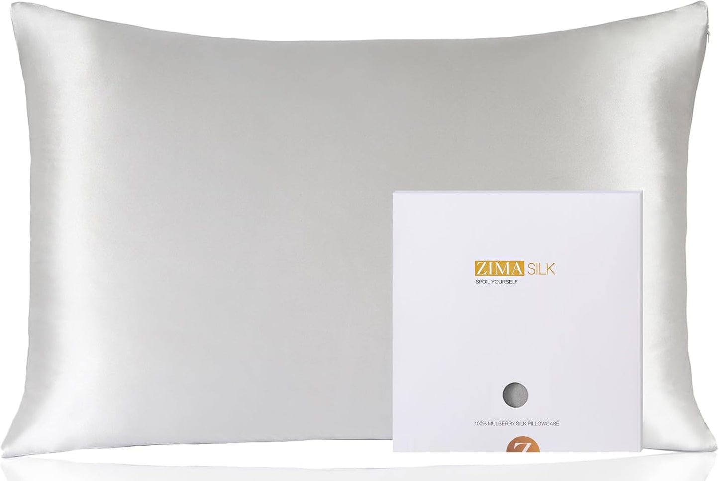 ZIMASILK 100% Pure Mulberry Silk Pillowcase for Hair and Skin Health, Soft and Smooth, Both Sides Premium Grade 6A Silk, 600 Thread Count, with Hidden Zipper, 1Pc (Queen 20''X30'', Taupe)