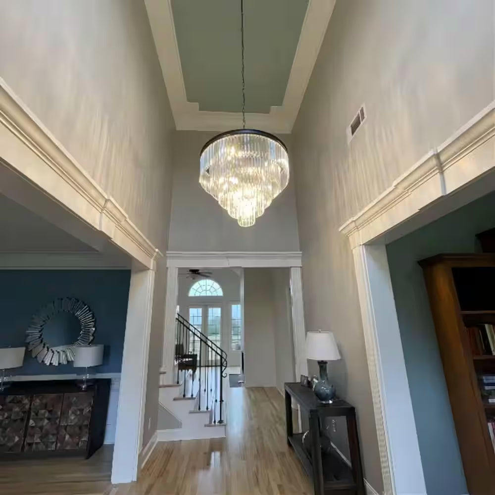 Annapolis 12-Light Black/Clear Unique Tiered Chandelier with Crystal Accents