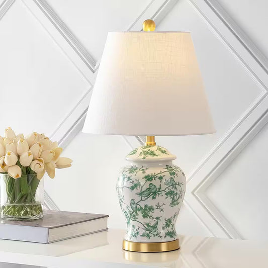 Penelope 22 In. Green/White Chinoiserie Classic LED Table Lamp