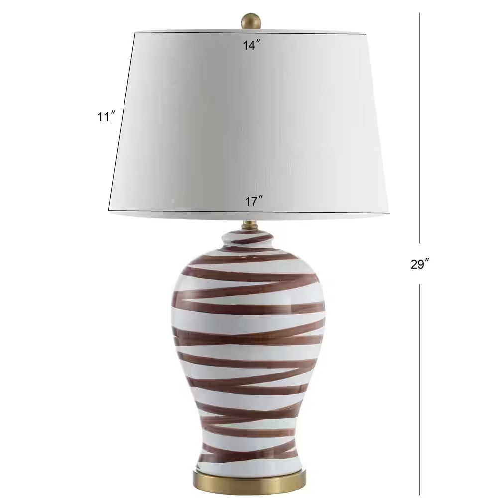 Joelie 29 In. Brown/White Ceramic Table Lamp