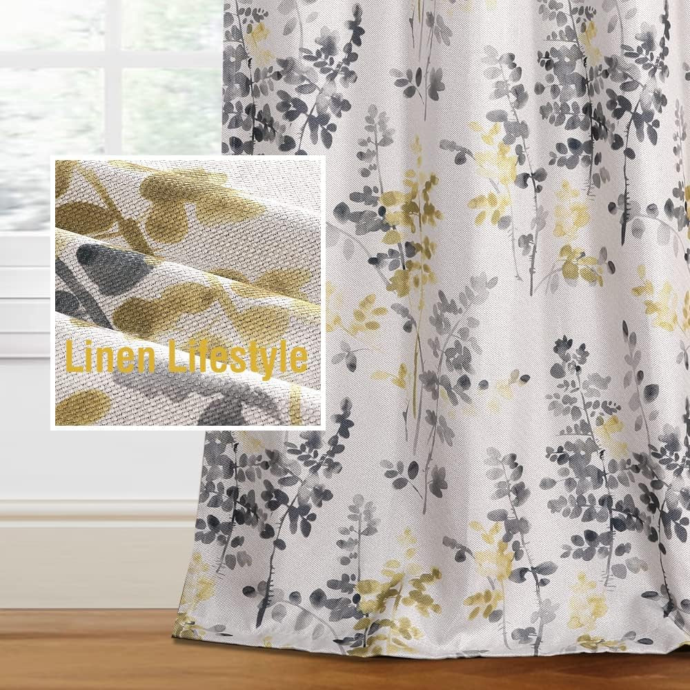 H.VERSAILTEX Linen Blackout Curtains 96 Inch Linen Textured Room Darkening Curtain for Bedroom Boho Rustic Farmhouse Decor Burlap Curtains Grommet Linen Curtain Drapes 2 Panels, Heather Light Taupe