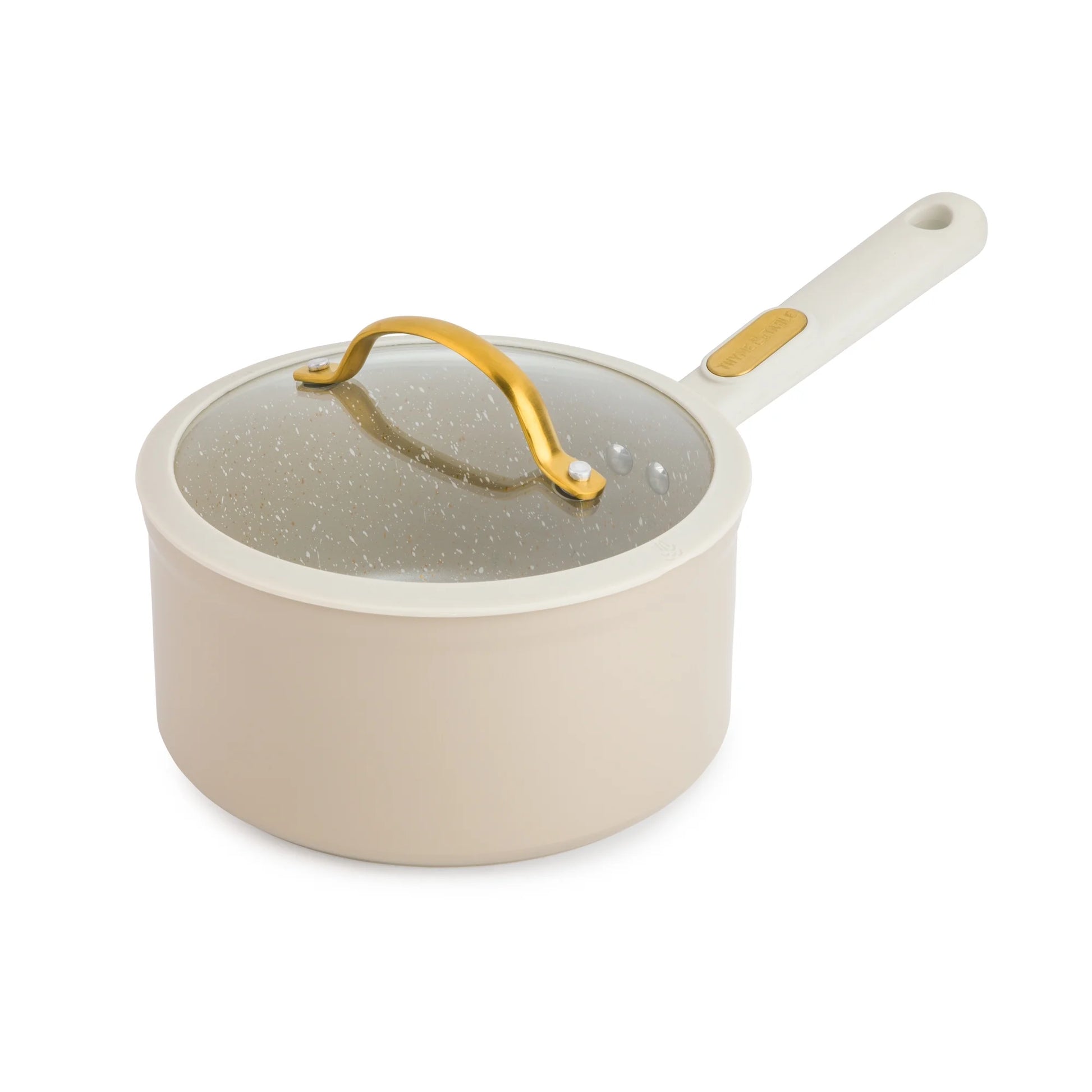 Granite 12-Piece Cookware Set Non-Stick - Taupe & Gold