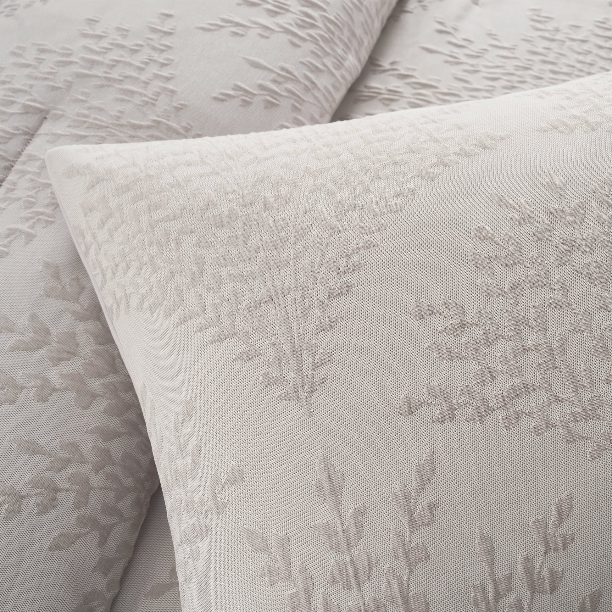 Sienna Leaf 3-Piece White Pepper Taupe Floral Comforter Set, Full/Queen