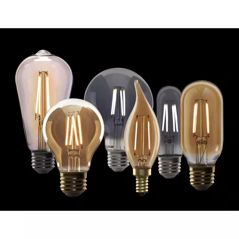 25-Watt Equivalent T10 Dimmable Spiral Filament Large Clear Glass E26 Vintage Edison LED Light Bulb, Warm White (4-Pack)