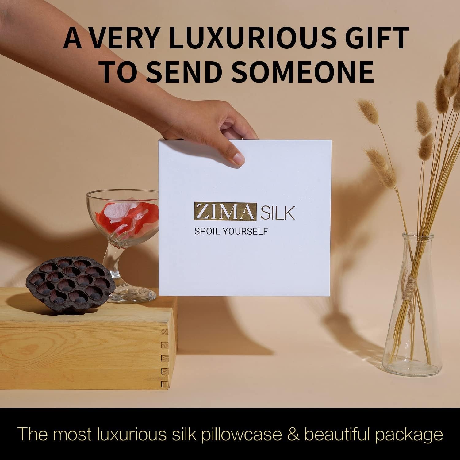 ZIMASILK 25 Momme 100% Pure Mulberry Silk Pillowcase for Hair and Skin Heath, Best Gift Choice, Highest Grade 6A Silk, 900 Thread Count, 1Pc (Standard 20''X26'', Taupe)