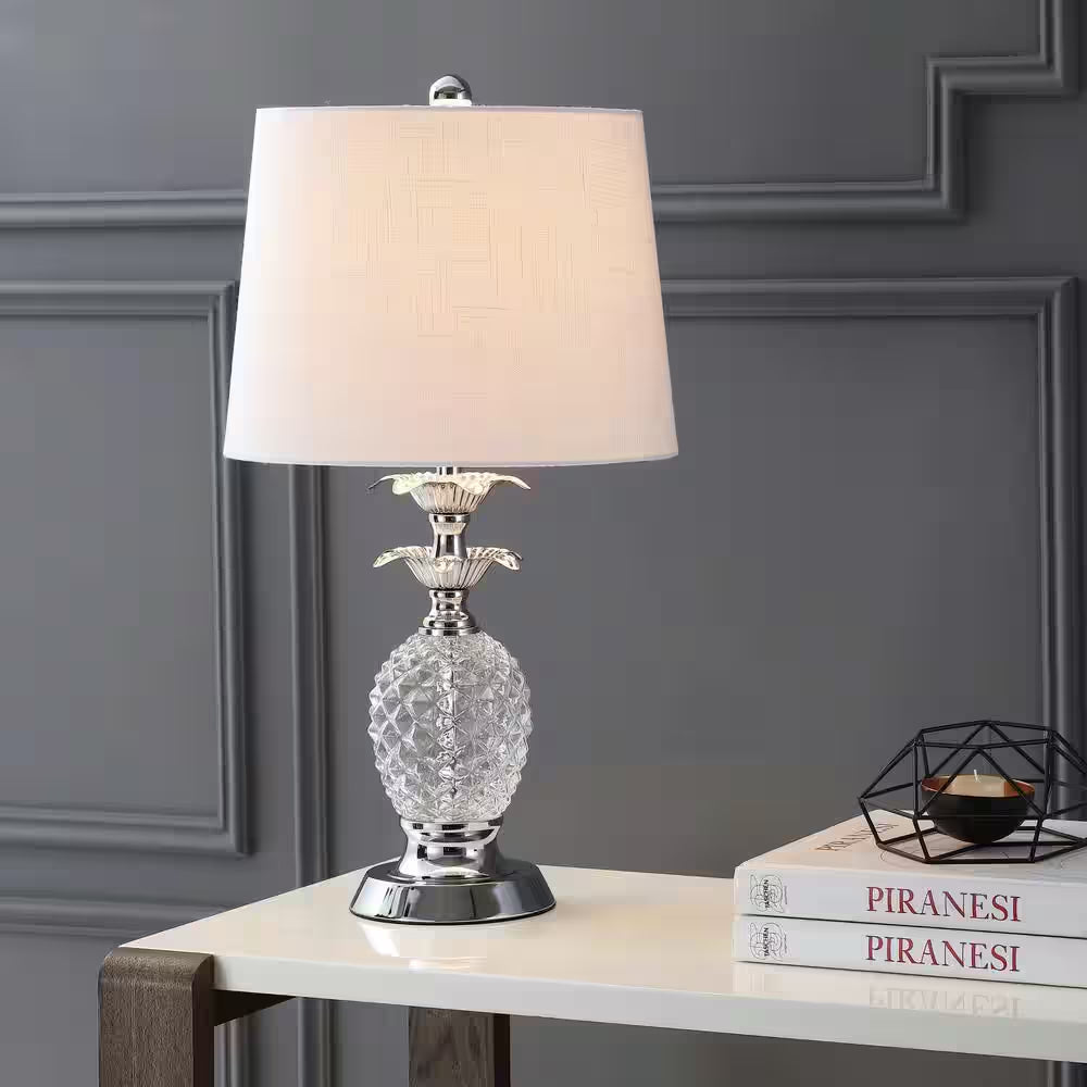 Jane 24 In. Clear/Chrome Glass Table Lamp