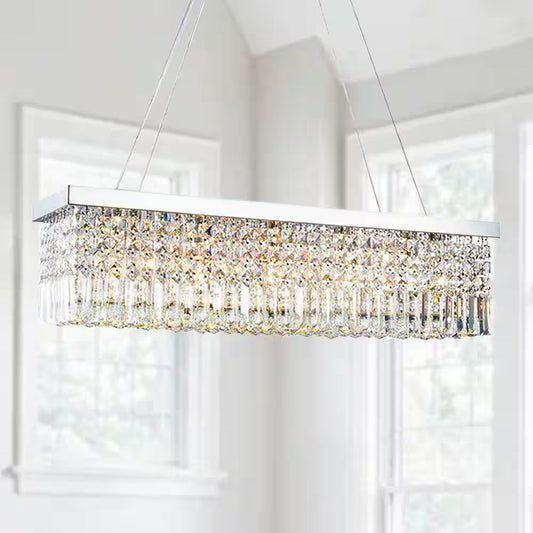 5-Light Rectangle Chrome Chandelier with K9 Crystals